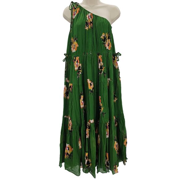 Revolve A.L.C. Womans size 4 Tenley Floral Midi Dress Cactus Saffron 100% Silk - Picture 1 of 8